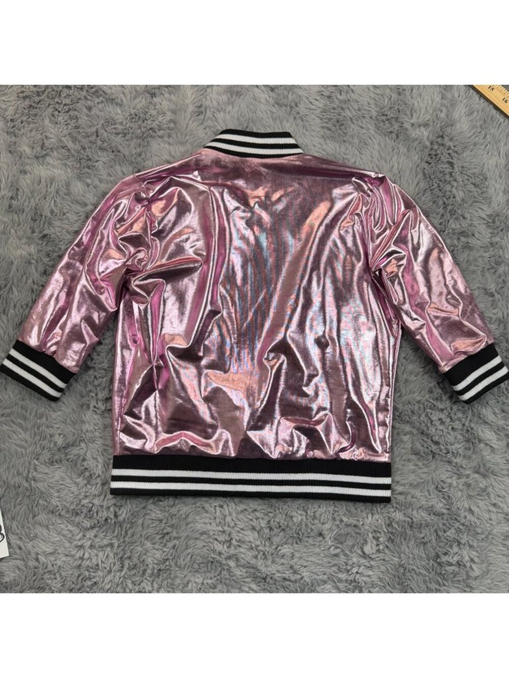 Weissman Jacket Girls 12 Pink Polyester Bomber Metallic Zip-Up Outdoor Stretch